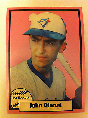 MLB JOHN OLERUD ROOKIE CARD TORONTO BLUE JAYS, RARE, PINK BACKGROUND –