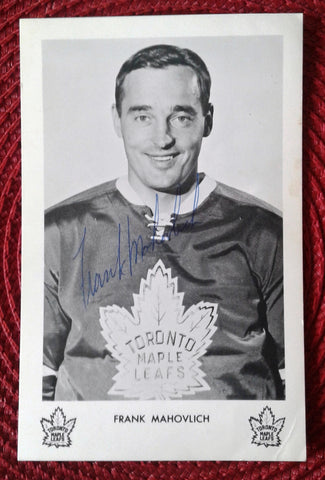 NHL FRANK MAHOVOLICH, TORONTO MAPLE LEAFS, 3.5 X 5.5, VINTAGE AUTOGRAPHED PHOTO, EXCELLENT