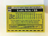 MLB LUIS SOJO AUTOGRAPHED TOPPS ROOKIE CARD #594 1990 TORONTO BLUE JAYS MINT