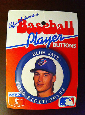MLB TODD STOTTLEMYRE PLAYER BUTTON, TORONTO BLUE JAYS, 1991
