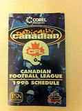 CFL 1996 POCKET SCHEDULE, GREY CUP, FOOTBALL, CANADIAN FOOTBALL LEAGUE