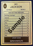 MLB BO JACKSON SAMPLE CARD, KANSAS CITY ROYALS, SUPER STAR ELITE 1989-90, MINT, 005