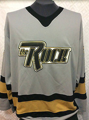 WWF WWE THE ROCK HOCKEY JERSEY, OFFICIAL, VINTAGE, GREY, SIZE LARGE