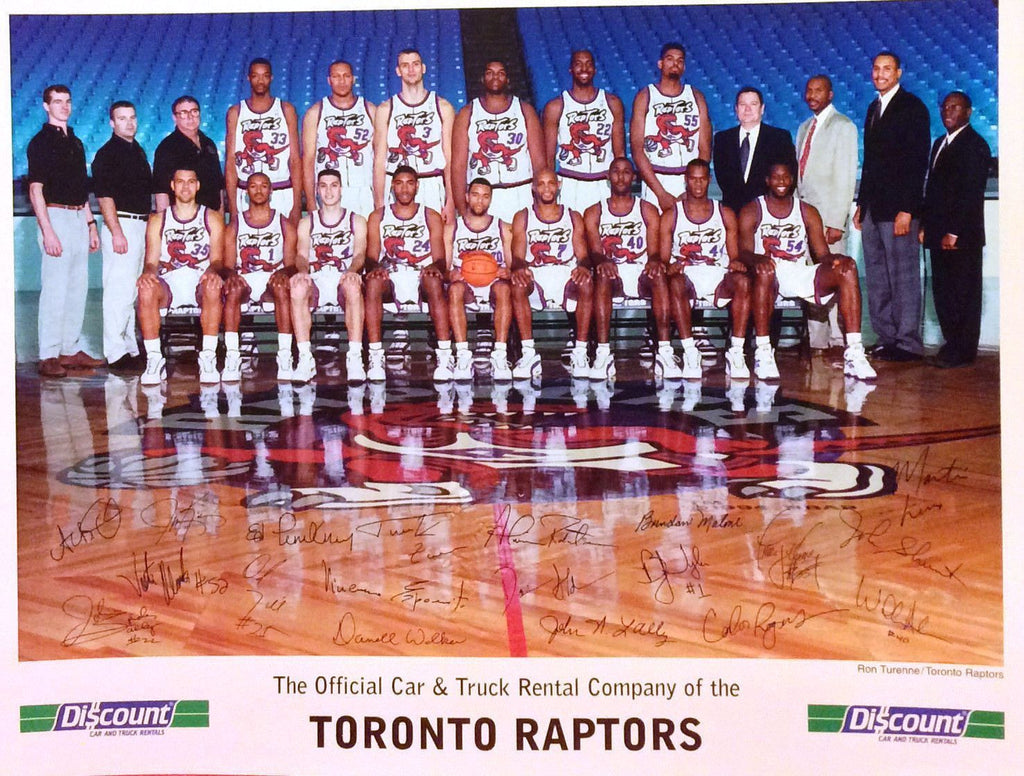 NBA TORONTO RAPTORS 1ST SEASON,1995-96 TEAM PHOTO, PRE-PRINTED AUTOGRAPHS