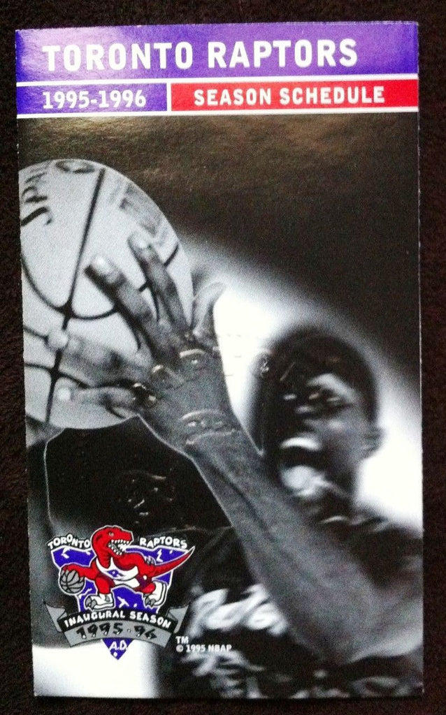 NBA TORONTO RAPTORS 1ST SEASON,1995-96 SCHEDULE WITH CORPORATE SEAL