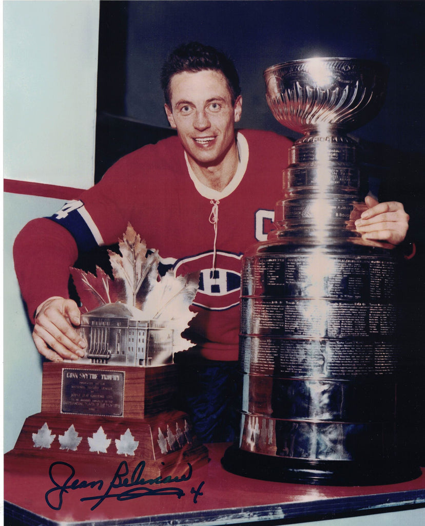 NHL MONTREAL CANADIENS JEAN BELIVEAU AUTOGRAPHED 8X10 PHOTO, STANLEY CUP/CONN SMYTHE