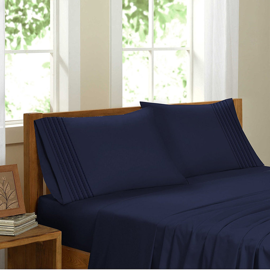 Swiss Collection Luxury 3600 Series Egyptian Comfort Sateen Sheet Set - Navy Blue