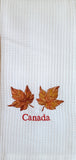 WAFFLE WEAVE PURE COTTON EMBROIDERED KITCHEN/TEA TOWELS, SET OF 6, 18X28" INCHES - CANADA MAPLE LEAF DESIGN
