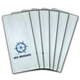 WAFFLE WEAVE PURE COTTON EMBROIDERED KITCHEN/TEA TOWELS, SET OF 6, 18X28" INCHES - NEW BRUNSWICK SHIP WHEEL DESIGN