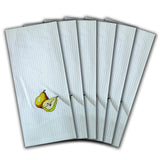 WAFFLE WEAVE PURE COTTON EMBROIDERED KITCHEN/TEA TOWELS, SET OF 6, 18X28" INCHES - PEARS DESIGN